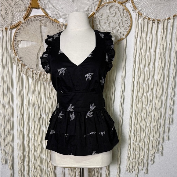 Anthropologie Tops - Anthropologie | Girls From Savoy Sparrow Embroidered Halter Top Blouse Size 6